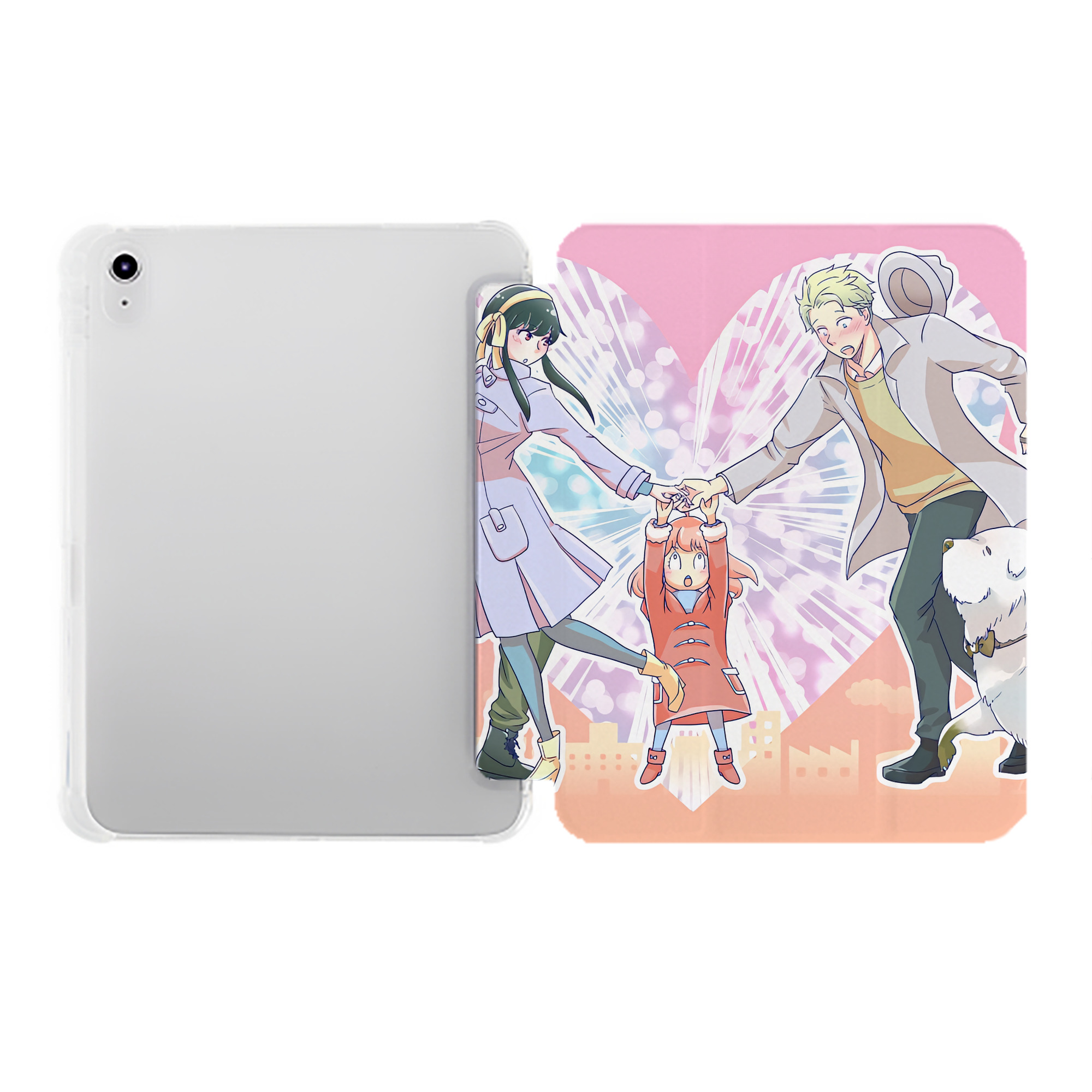 （画像用） SPY×FAMILY间谍家家酒 IPad ケース ペン収納付き 三つ折りスタンド PUレザー×シリコン 対応機種9.5/10.5/10.9インチ